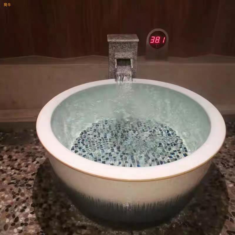 1.2米日式户外温泉浴缸双人陶瓷洗浴大缸加厚独立泡澡缸浴场定制